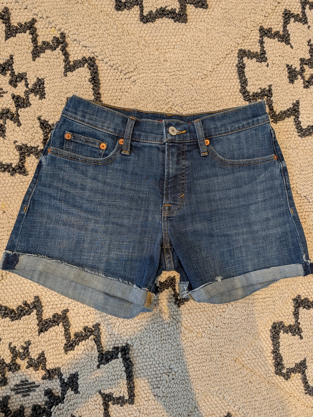 Lucky Brand Medium Blue Rolled Hem Denim Shorts